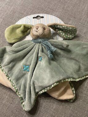 NEW Bukowski Benji Baby Rug Mini Plush Bunny Rabbit Blanket Green Tan!